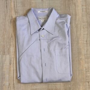 Paul Fredrick Button Down Casual Oxford Shirt Men's XL Blue Herringbone